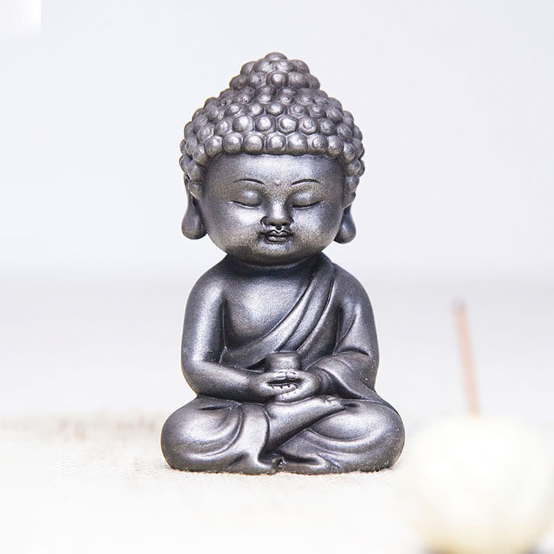 Buddha Stones hechas a mano Ksitigarbha Kwan Yin Guanyin Avalokitesvara Tathagata polvo de hierro estatua de resina fundida óxido decoración del hogar