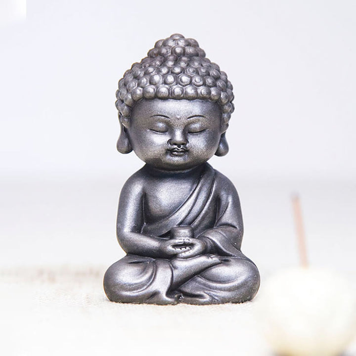 Buddha Stones hechas a mano Ksitigarbha Kwan Yin Guanyin Avalokitesvara Tathagata polvo de hierro estatua de resina fundida óxido decoración del hogar