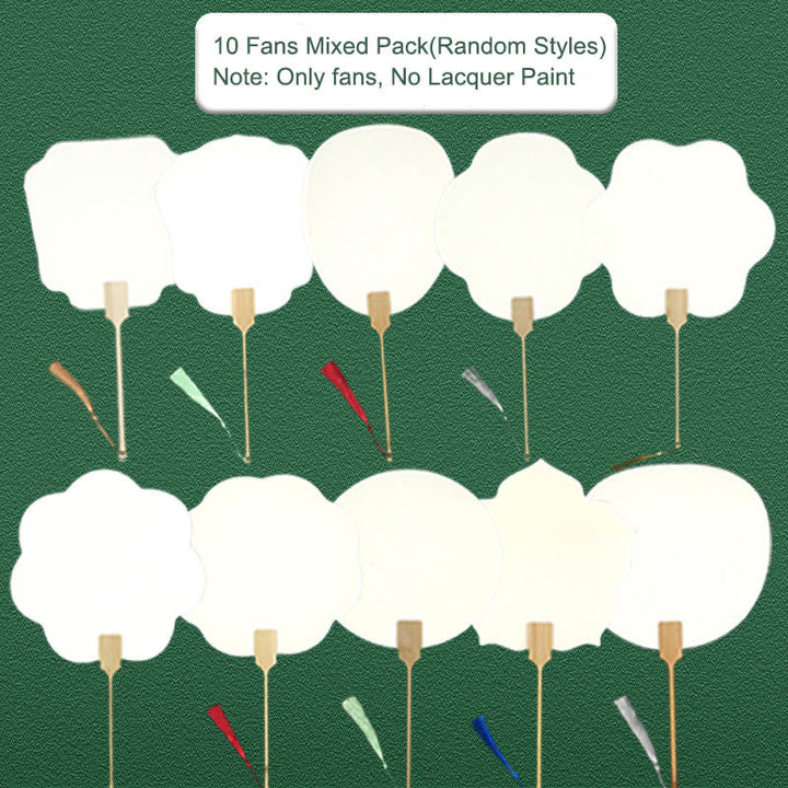 Abanico de mano con pintura en blanco de laca china hecha a mano con Buddha Stones