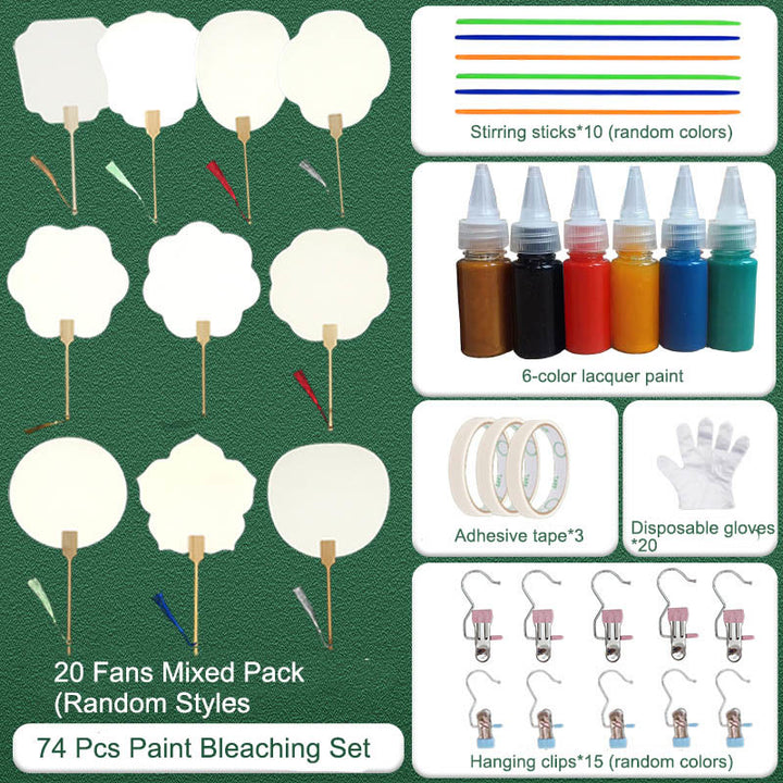 Abanico de mano con pintura en blanco de laca china hecha a mano con Buddha Stones