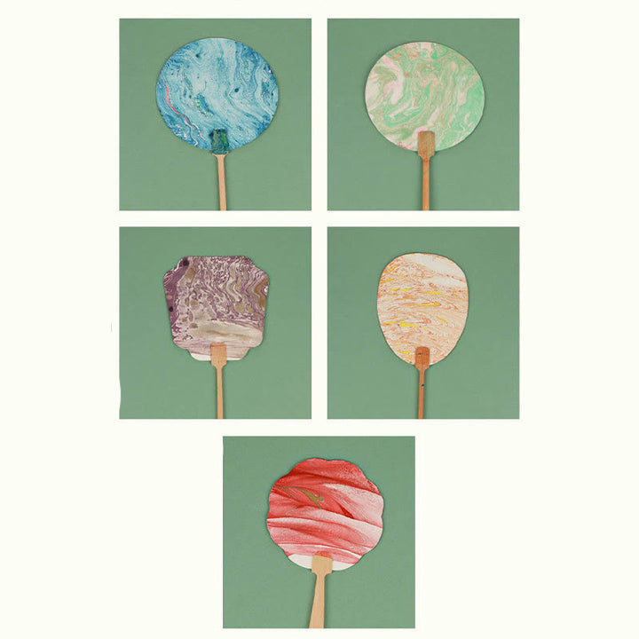 Abanico de mano con pintura en blanco de laca china hecha a mano con Buddha Stones