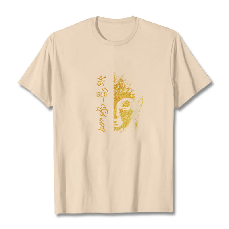 Camiseta de algodón con Buddha Stones Om Mani Padme Hum, Buda dorado - Sopa de mariscos - 2XL - image 9