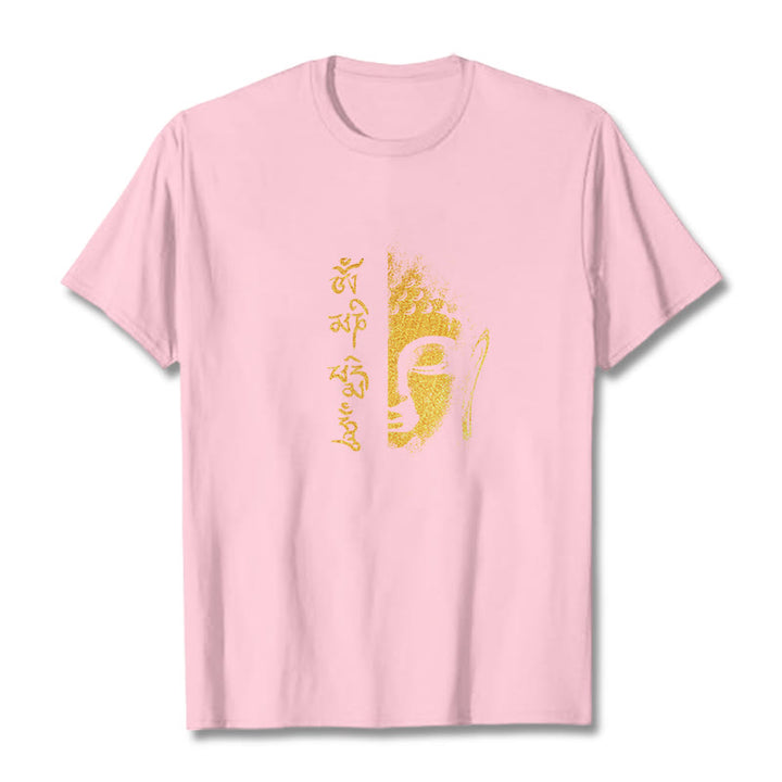 Camiseta de algodón con Buddha Stones Om Mani Padme Hum, Buda dorado - Rosa claro - 2XL - image 19