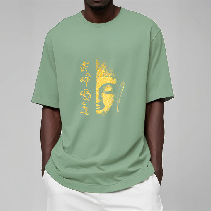 Camiseta de algodón con Buddha Stones Om Mani Padme Hum, Buda dorado - image 15