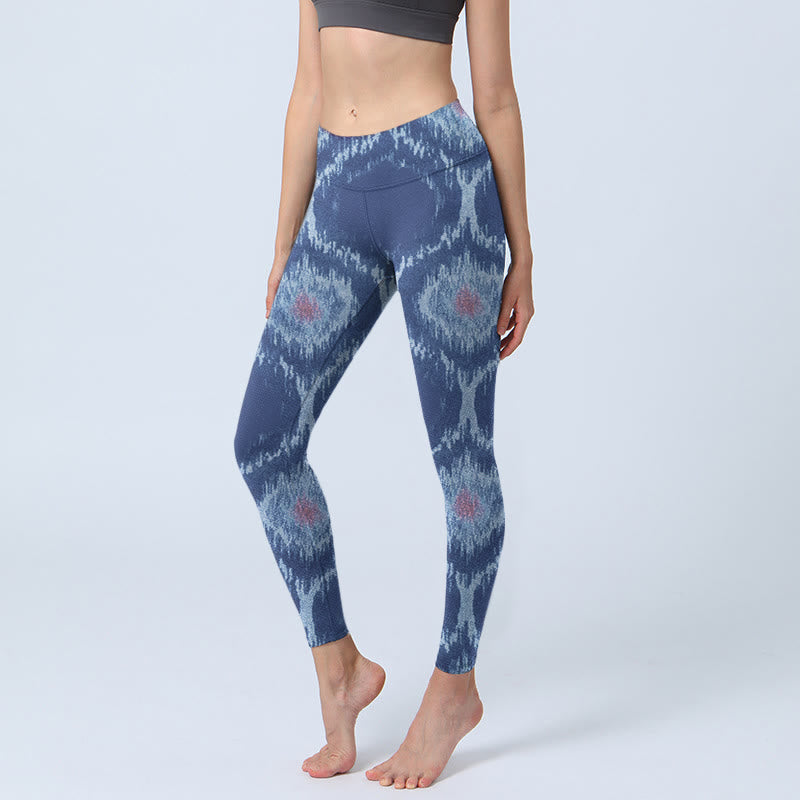 Leggings de yoga para mujer con diseño en azul marino y blanco de Buddha Stones - Marina de guerra - US18,UK/AU22,EU50 (4XL) - image 1