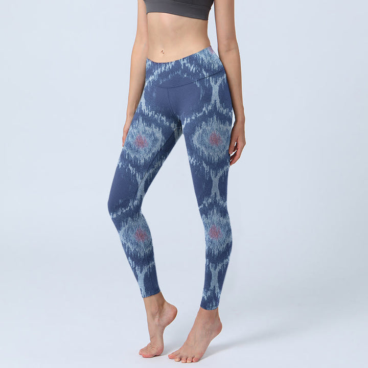Leggings de yoga para mujer con diseño en azul marino y blanco de Buddha Stones - Marina de guerra - US18,UK/AU22,EU50 (4XL) - image 1
