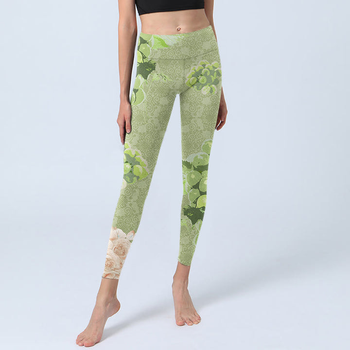 Leggings de yoga para mujer con Buddha Stones, uvas verdes y rosas - image 6