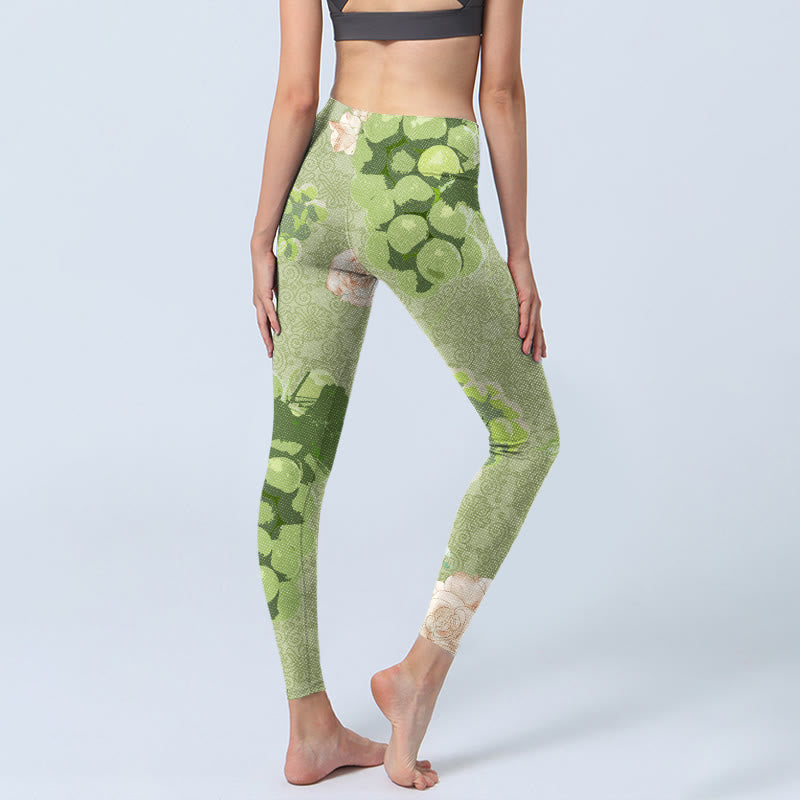 Leggings de yoga para mujer con Buddha Stones, uvas verdes y rosas - image 5