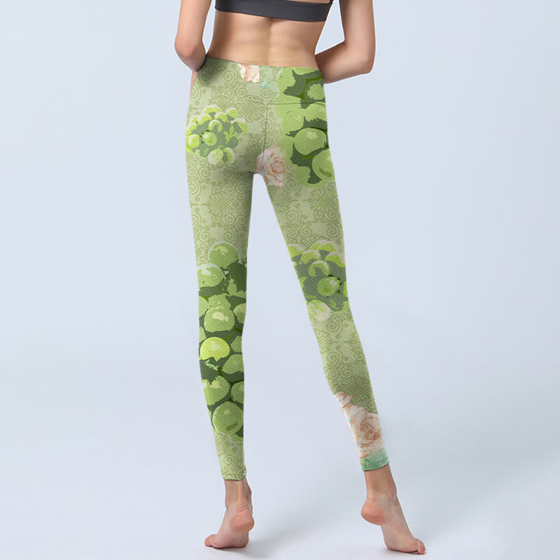 Leggings de yoga para mujer con Buddha Stones, uvas verdes y rosas - image 7