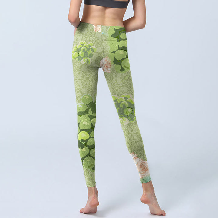 Leggings de yoga para mujer con Buddha Stones, uvas verdes y rosas - image 7