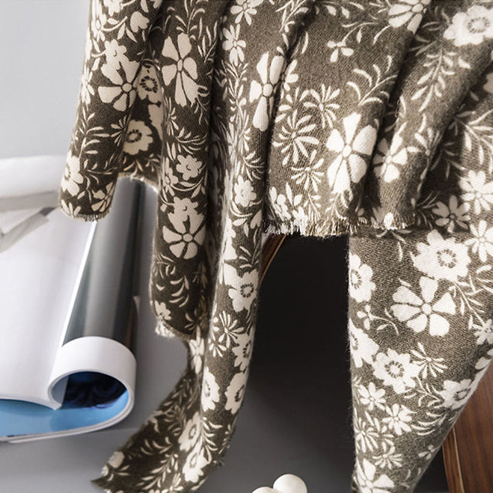 Chal tibetano con Buddha Stones y estampado de margaritas frescas para otoño e invierno, suave y cálido, para viajes