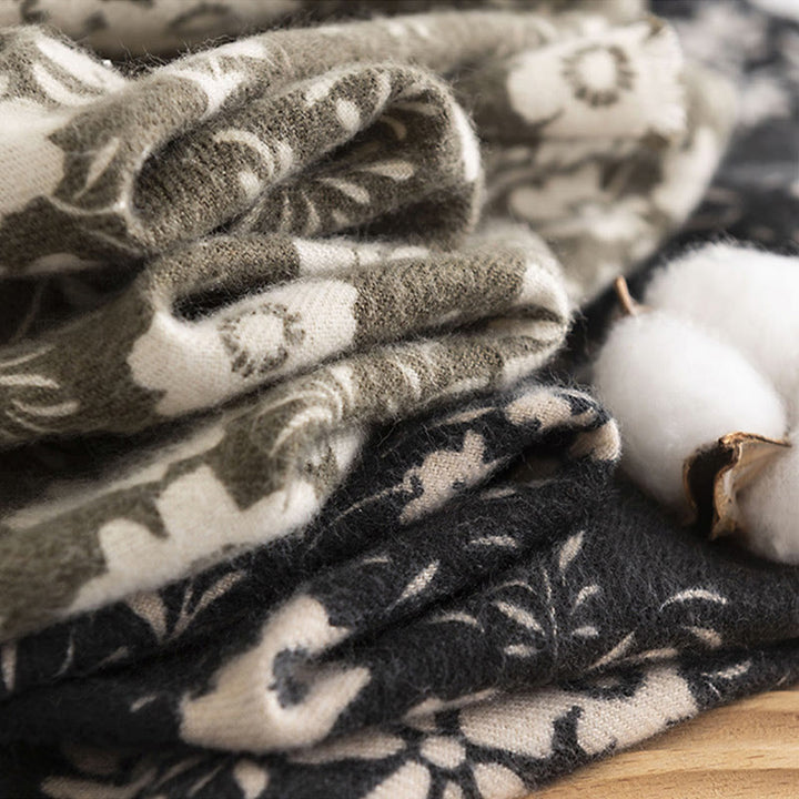 Chal tibetano con Buddha Stones y estampado de margaritas frescas para otoño e invierno, suave y cálido, para viajes