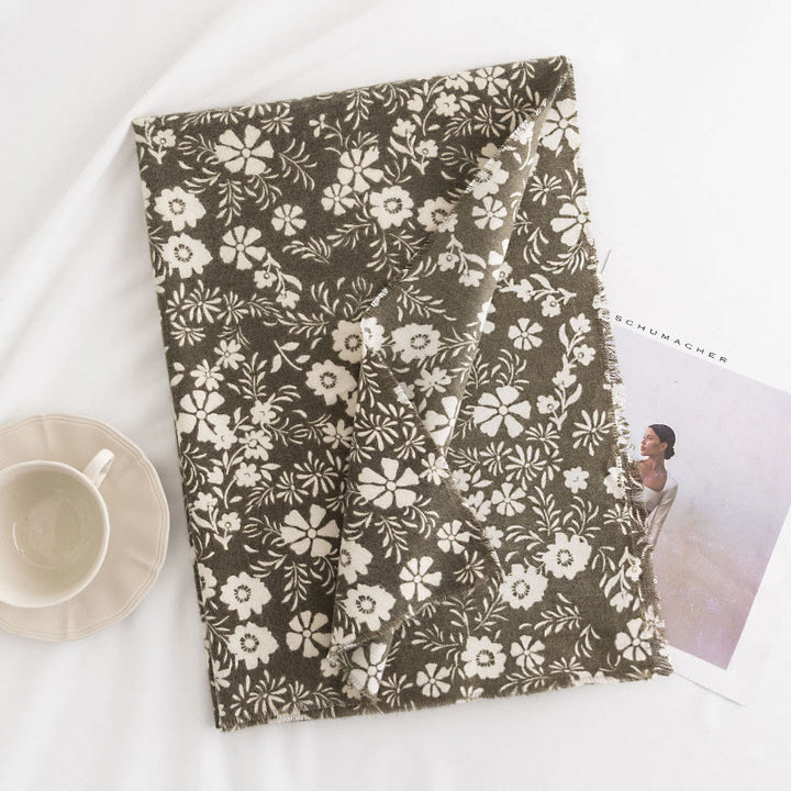 Chal tibetano con Buddha Stones y estampado de margaritas frescas para otoño e invierno, suave y cálido, para viajes