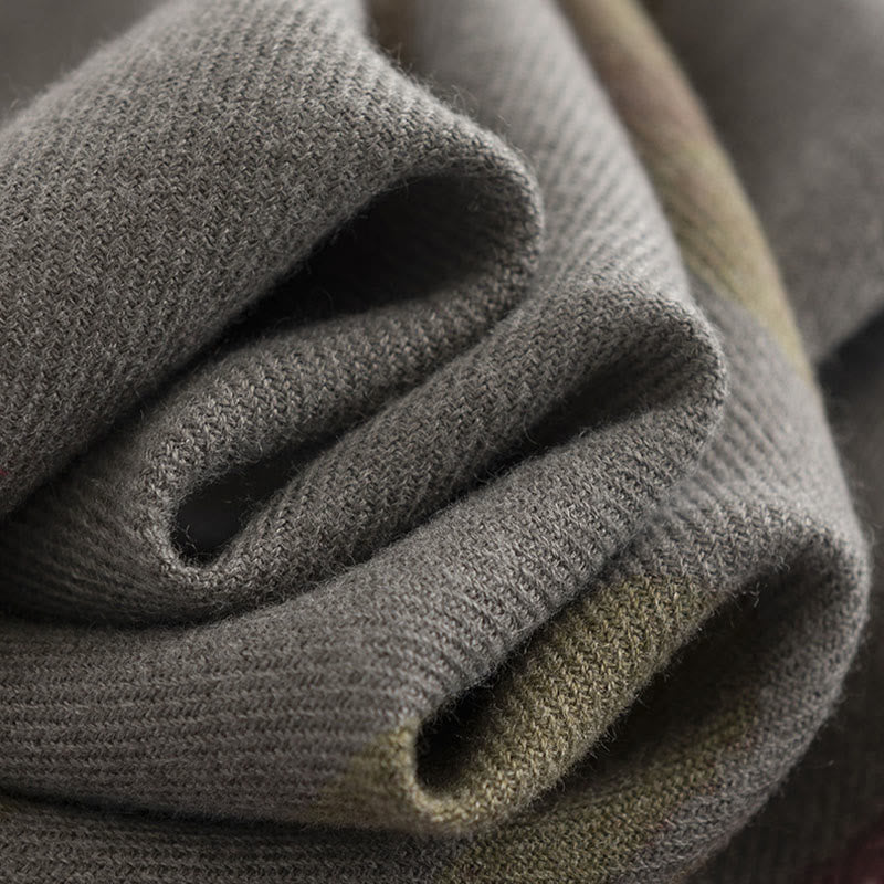 Chal con estampado de flores moradas tibetanas y Buddha Stones, cálido para otoño e invierno, para viajes