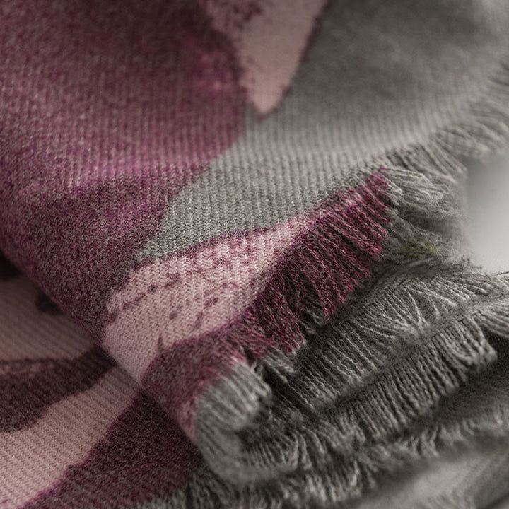 Chal con estampado de flores moradas tibetanas y Buddha Stones, cálido para otoño e invierno, para viajes