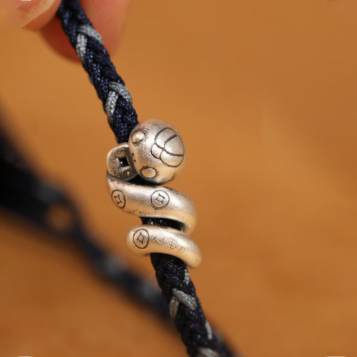 Pulsera trenzada de protección con monedas de cobre del año de la serpiente en plata de ley 999 con Buddha Stones - image 13
