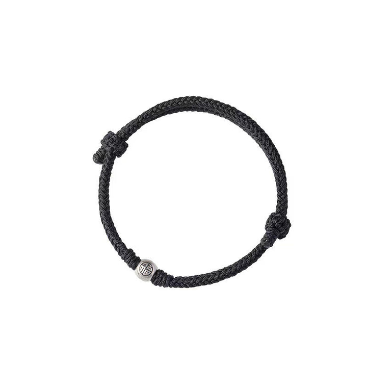 Pulsera de la suerte trenzada con cuentas Fu de plata de ley 925 y Buddha Stones hecha a mano