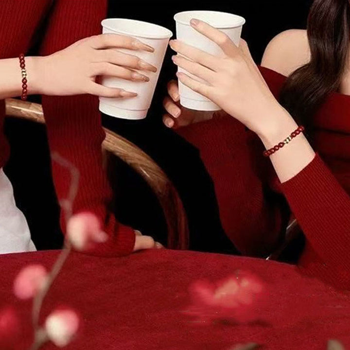 Pulsera de bendición del año de la serpiente con cuentas de cinabrio y Buddha Stones de jade hetiano