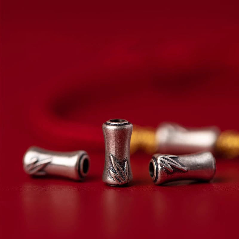 Pulsera trenzada de hilo rojo con diseño de bambú y plata de ley 925 hecha a mano con Buddha Stones