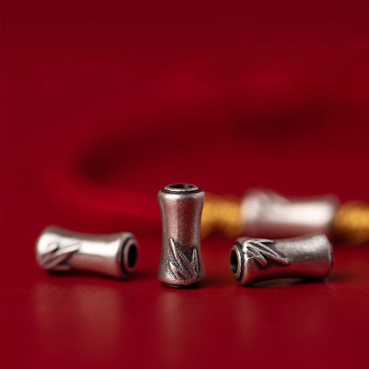 Pulsera trenzada de hilo rojo con diseño de bambú y plata de ley 925 hecha a mano con Buddha Stones