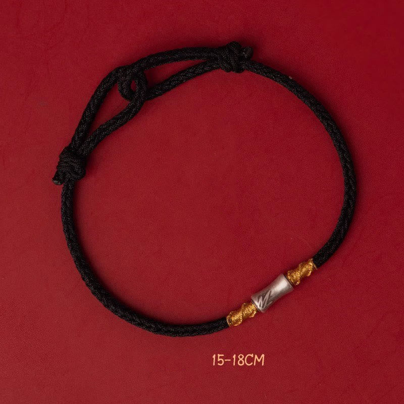 Pulsera trenzada de hilo rojo con diseño de bambú y plata de ley 925 hecha a mano con Buddha Stones