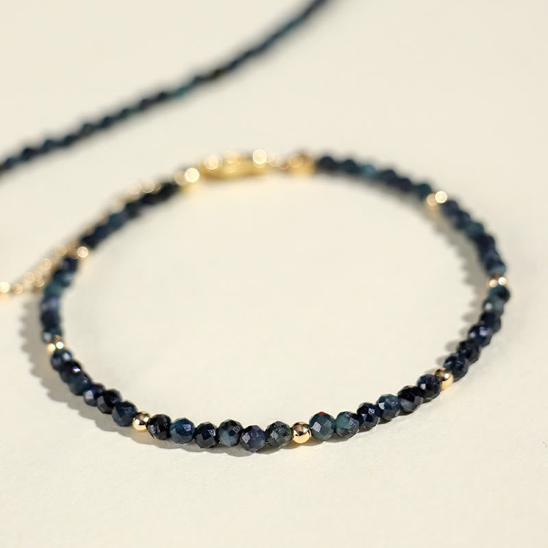 Pulsera de sabiduría con cuentas de cobre, turmalina e indicolita de Buddha Stones