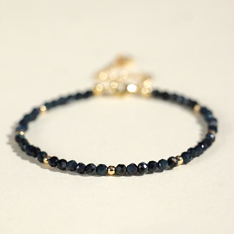 Pulsera de sabiduría con cuentas de cobre, turmalina e indicolita de Buddha Stones