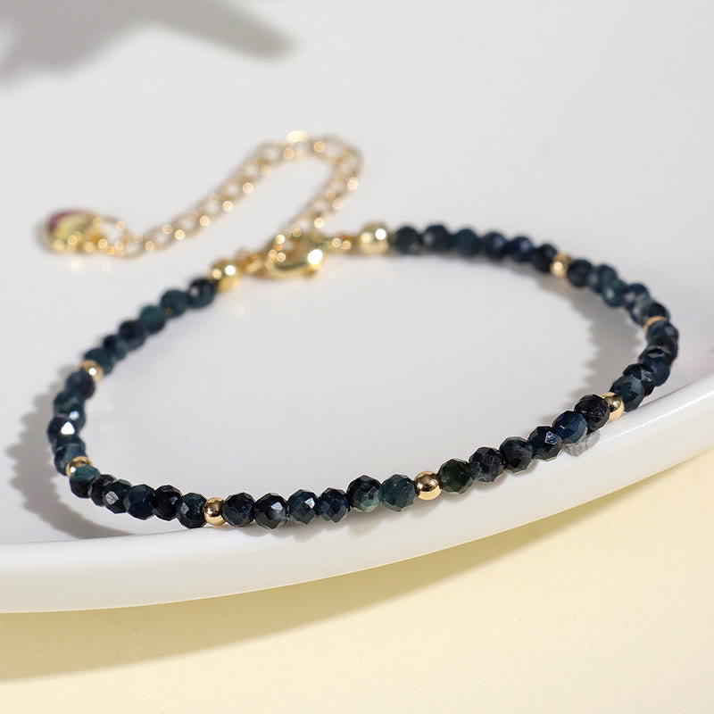 Pulsera de sabiduría con cuentas de cobre, turmalina e indicolita de Buddha Stones