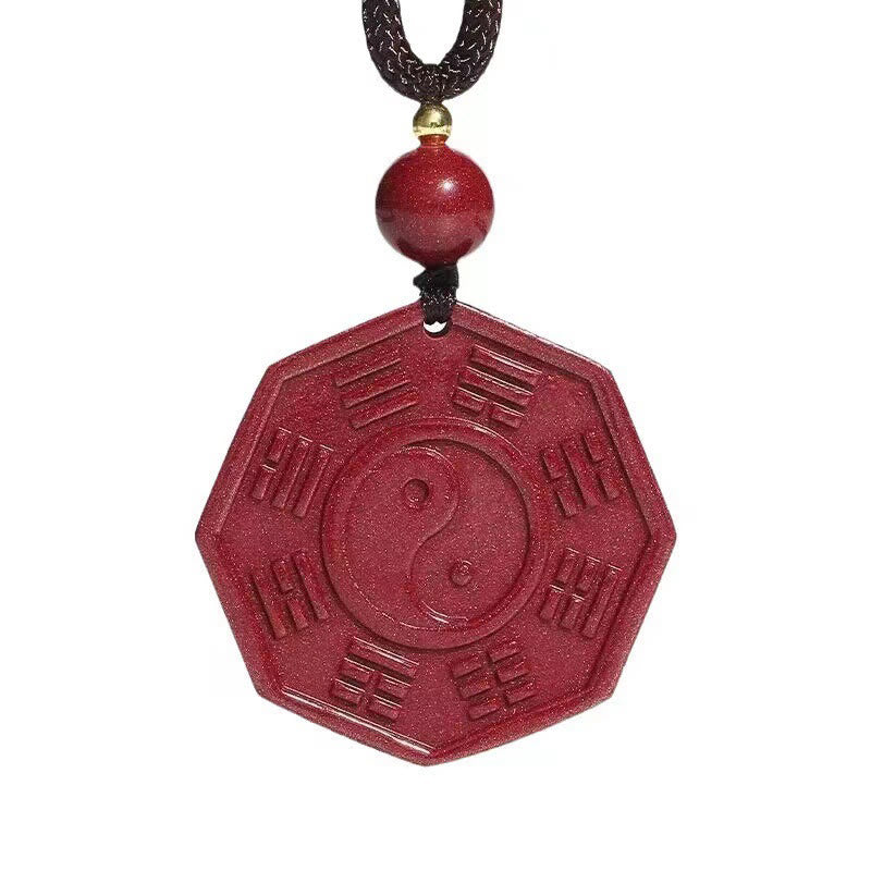 Colgante de collar con carácter tranquilo de Taishang Laojun Fu con Buddha Stones y cinabrio natural Bagua