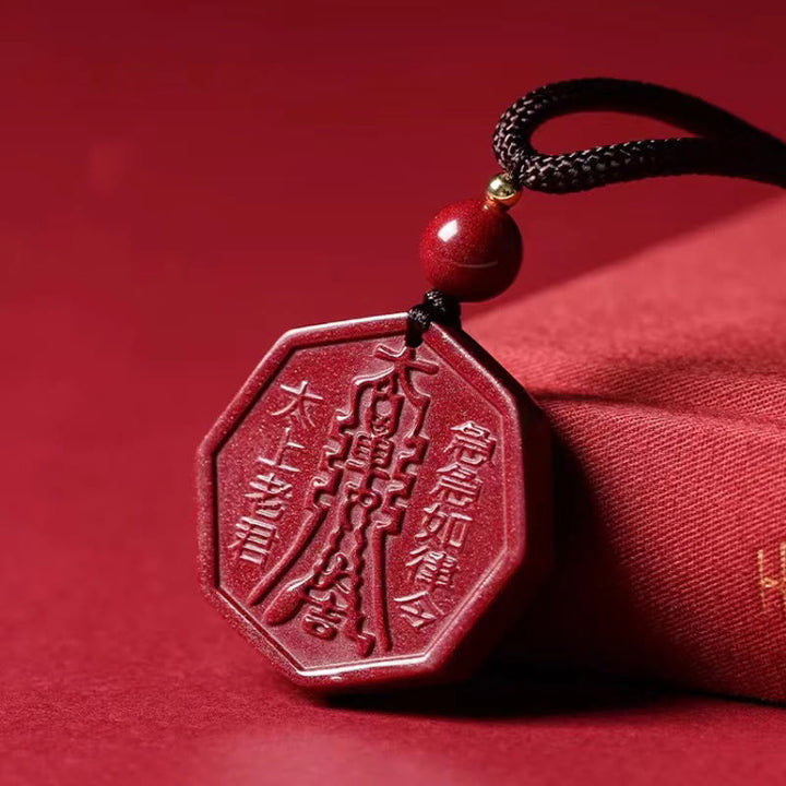 Colgante de collar con carácter tranquilo de Taishang Laojun Fu con Buddha Stones y cinabrio natural Bagua