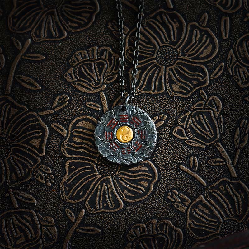 Collar con colgante de armonía con diseño de Yin Yang, Tai Chi, Bagua, oro de 24 quilates y plata de ley 999 con Buddha Stones - Cadena de acero de titanio y plata de ley 999 - image 8