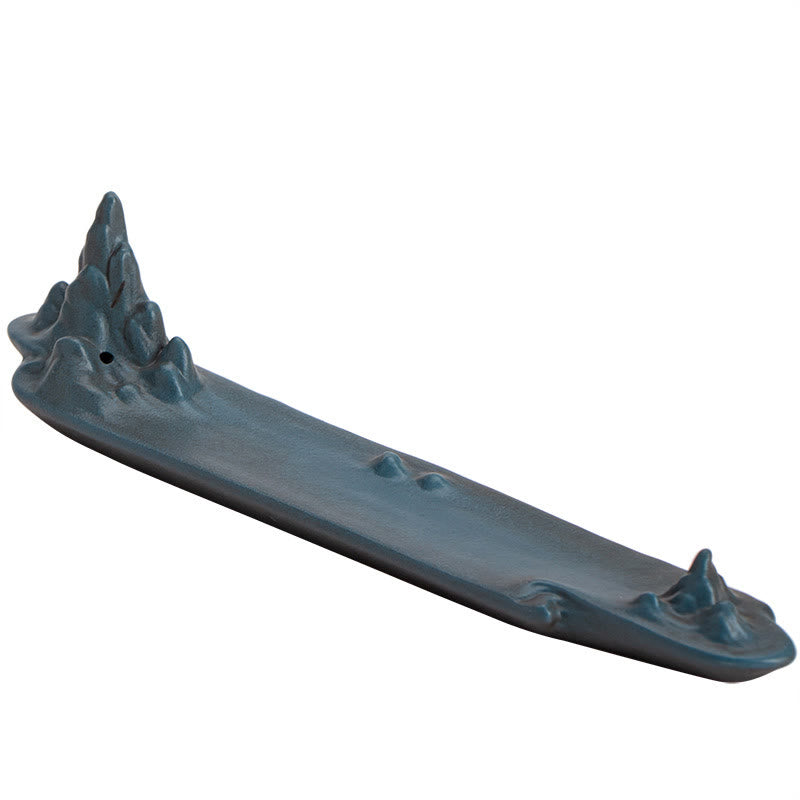 Quemador de incienso de cerámica con diseño de barco, montaña y Buddha Stones, curación espiritual