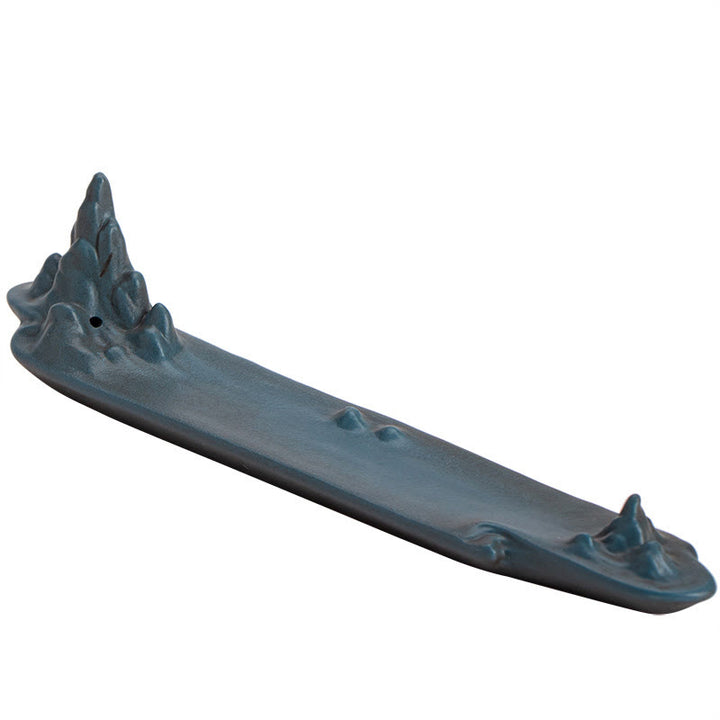 Quemador de incienso de cerámica con diseño de barco, montaña y Buddha Stones, curación espiritual