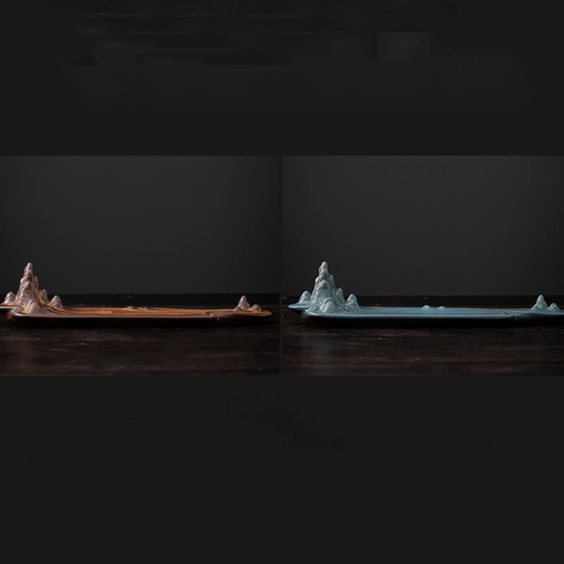 Quemador de incienso de cerámica con diseño de barco, montaña y Buddha Stones, curación espiritual