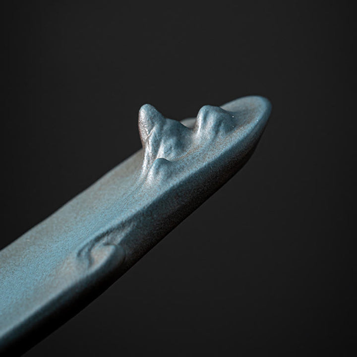 Quemador de incienso de cerámica con diseño de barco, montaña y Buddha Stones, curación espiritual