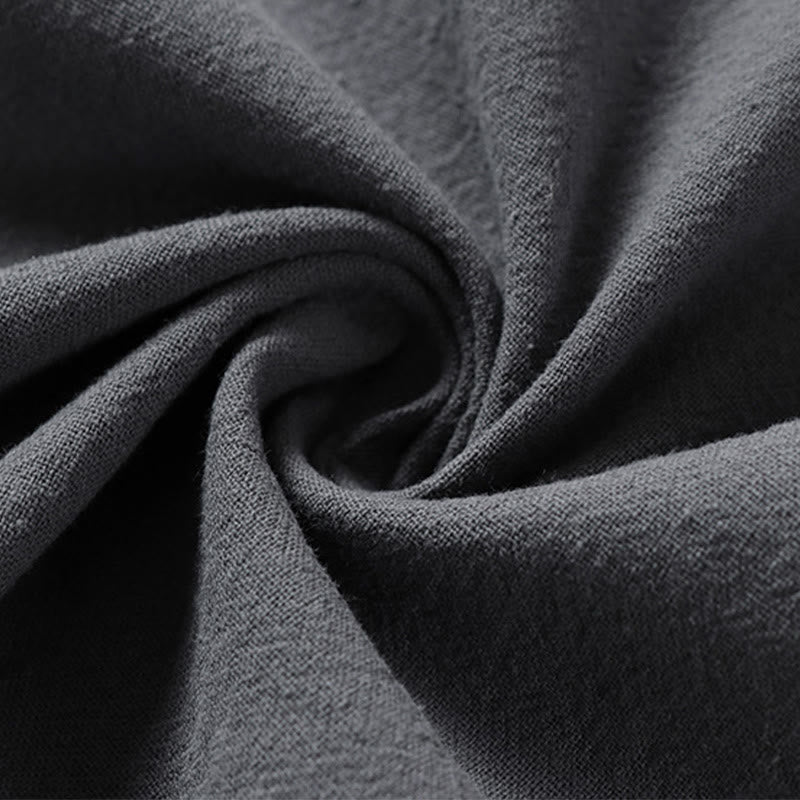 Camisa de algodón para hombre con cuello en V, manga tres cuartos, dos botones y color liso, informal, con Buddha Stones