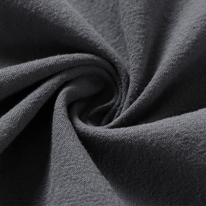 Camisa de algodón para hombre con cuello en V, manga tres cuartos, dos botones y color liso, informal, con Buddha Stones