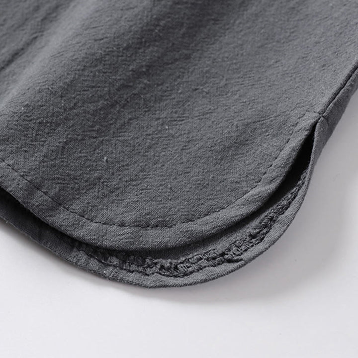 Camisa de algodón para hombre con cuello en V, manga tres cuartos, dos botones y color liso, informal, con Buddha Stones