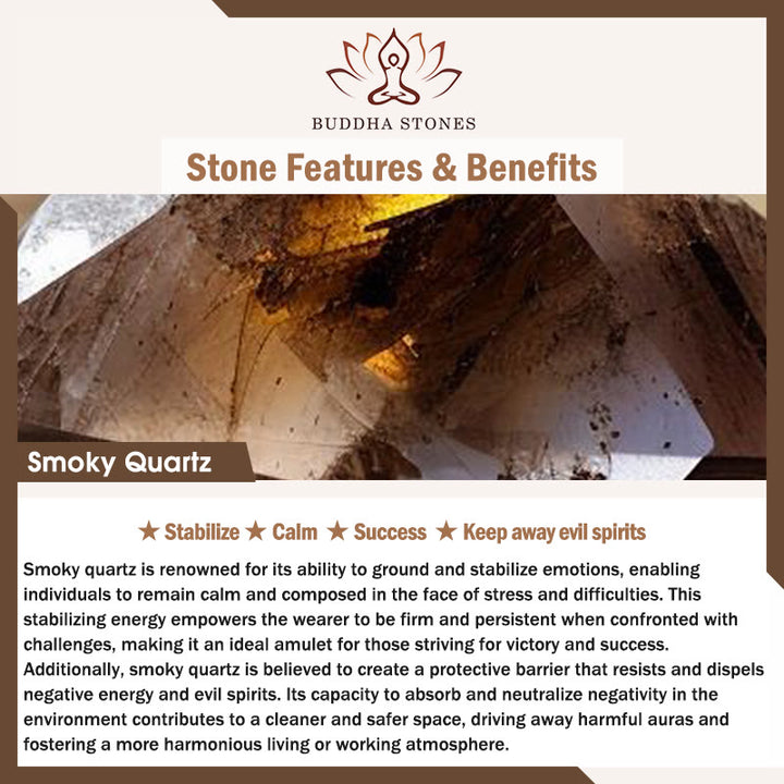 Pulsera de éxito con cuentas ultrafinas de obsidiana negra y cuarzo ahumado de Buddha Stones