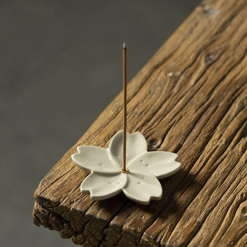 Quemador de incienso de cerámica curativo con Buddha Stones , flor de loto, flor de cerezo, flor de ciruelo y crisantemo