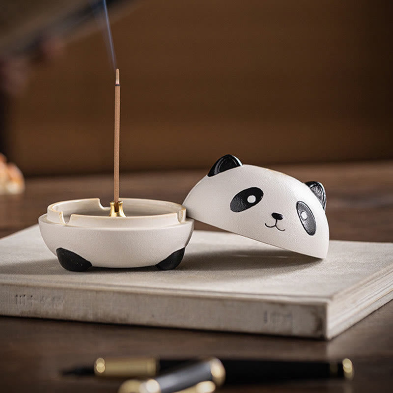 Quemador de incienso de cerámica curativo con forma de panda y Buddha Stones para decoración de escritorio