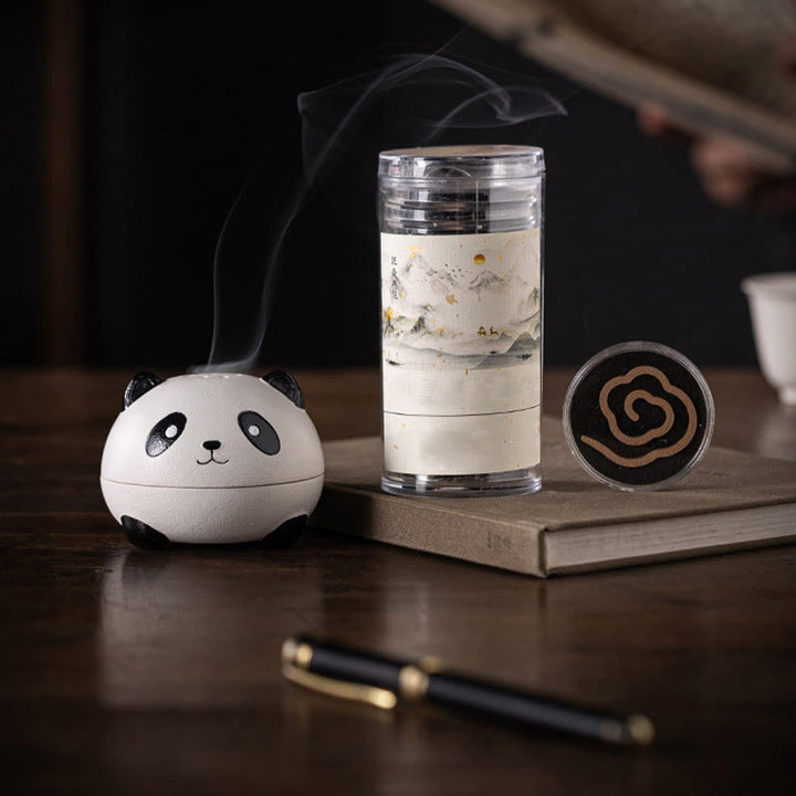 Quemador de incienso de cerámica curativo con forma de panda y Buddha Stones para decoración de escritorio