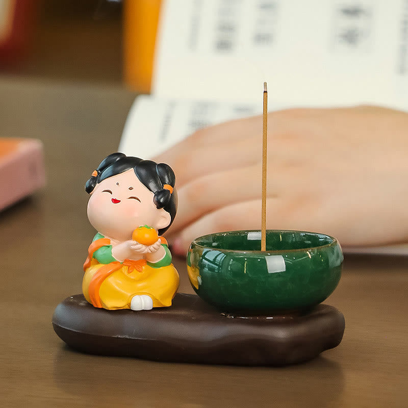 Quemador de incienso de cerámica para decoración de escritorio con Buddha Stones de la dinastía Tang para curación de alimentos