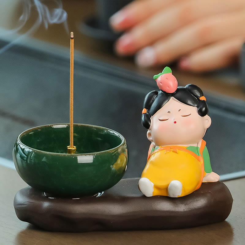 Quemador de incienso de cerámica para decoración de escritorio con Buddha Stones de la dinastía Tang para curación de alimentos