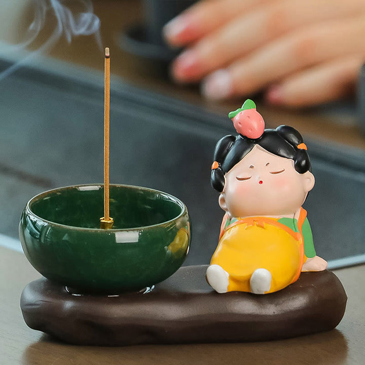 Quemador de incienso de cerámica para decoración de escritorio con Buddha Stones de la dinastía Tang para curación de alimentos