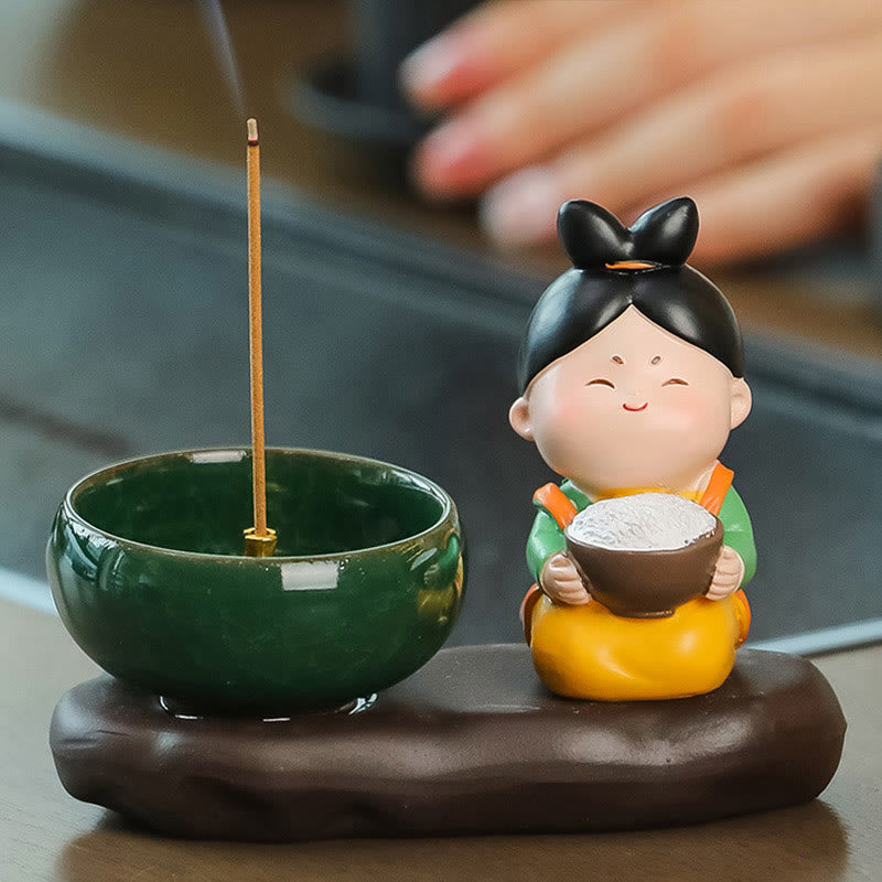 Quemador de incienso de cerámica para decoración de escritorio con Buddha Stones de la dinastía Tang para curación de alimentos