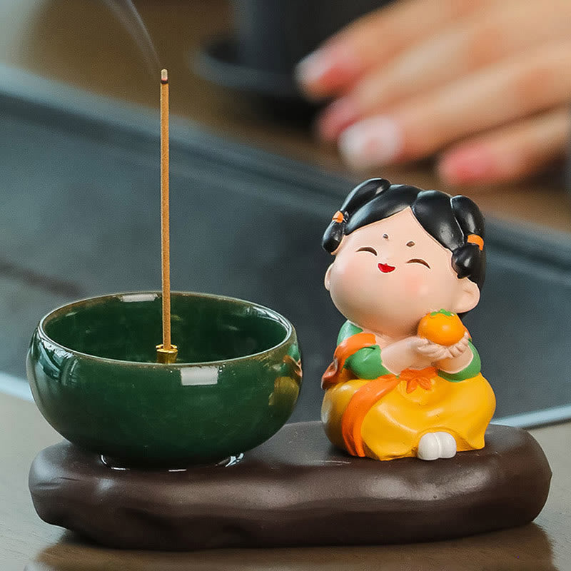 Quemador de incienso de cerámica para decoración de escritorio con Buddha Stones de la dinastía Tang para curación de alimentos