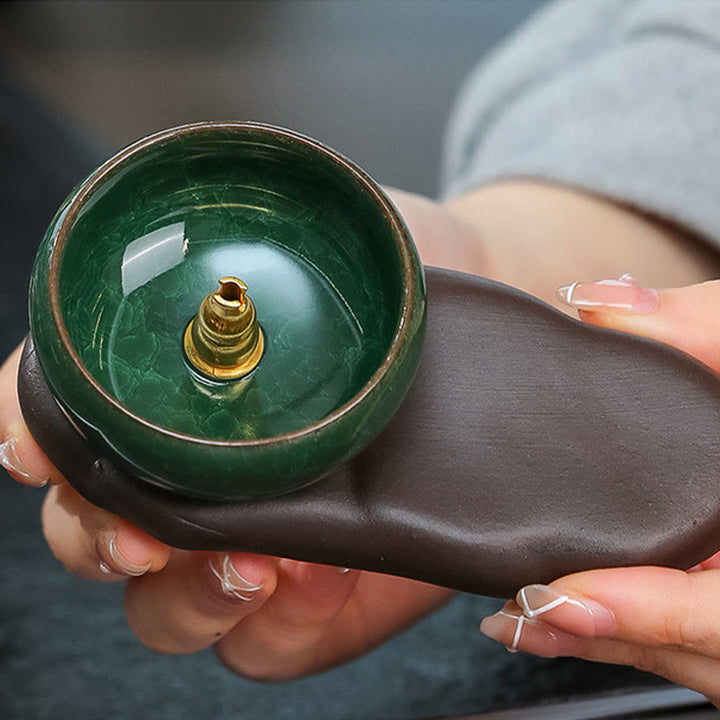 Quemador de incienso de cerámica para decoración de escritorio con Buddha Stones de la dinastía Tang para curación de alimentos