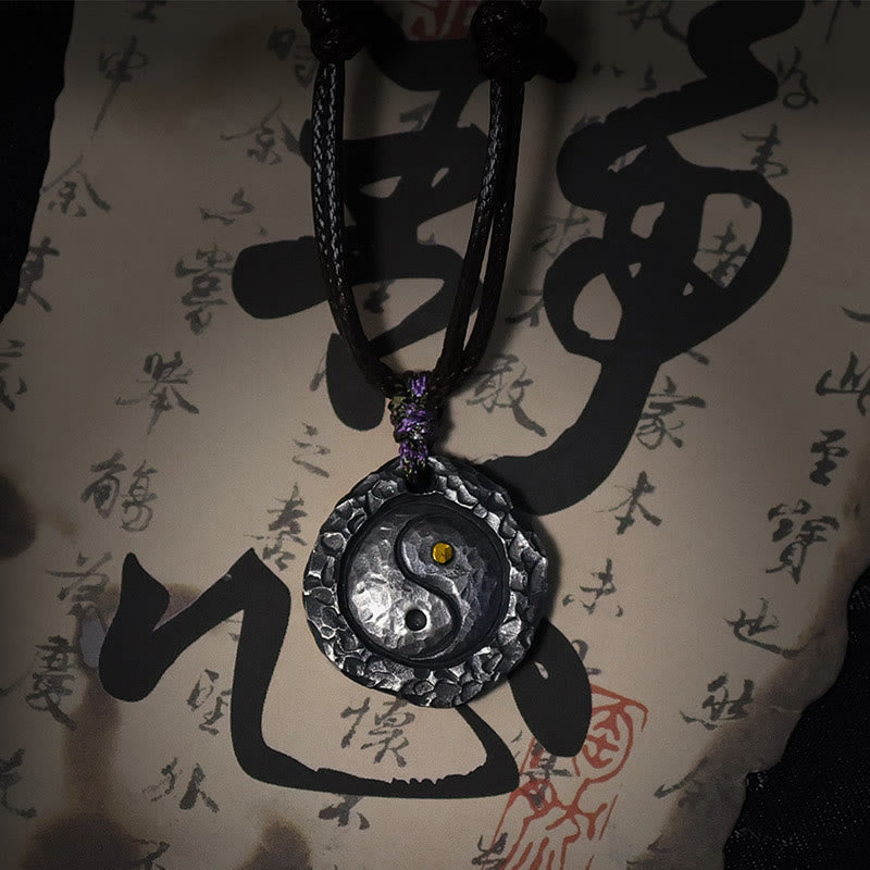 Colgante de collar de armonía con diseño de Tai Chi Yin Yang de plata de ley 999 con Buddha Stones - image 2