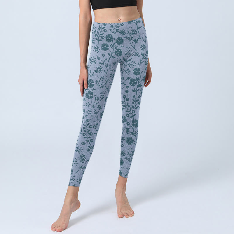 Leggings de yoga para mujer con estampado de plantas y flores exuberantes y Buddha Stones - image 6
